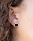 Black Onyx Mixed Metal Post Earrings