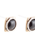 Black Onyx Mixed Metal Post Earrings