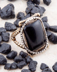 Black Onyx Mixed Metal Statement Ring