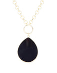 Black Onyx Teardrop Golden Chain Necklace