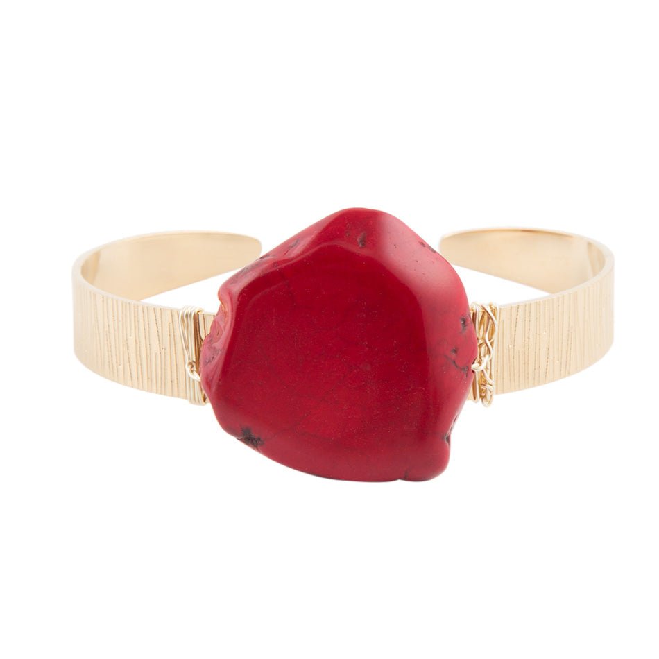 Blazing Red Howlite Cuff Bracelet