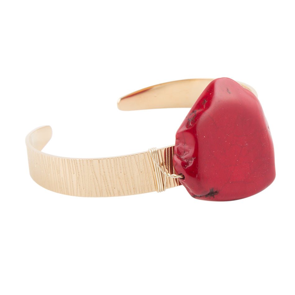 Blazing Red Howlite Cuff Bracelet