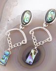 Blue Abalone Drop Chain Sterling Silver Earrings