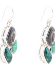 Blue Abalone Fire Sterling Silver Cluster Earrings