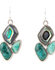 Blue Abalone Fire Sterling Silver Cluster Earrings