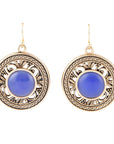 Blue Agate and Golden Detail Drop Earrings