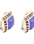 Blue Agate Golden Clip Earrings