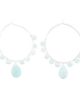 Blue Amazonite and Sterling Silver Beaded Hoop Earrings