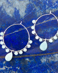 Blue Amazonite and Sterling Silver Beaded Hoop Earrings