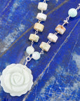 Blue Amazonite Rosette Sterling Necklace