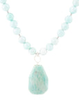 Blue Amazonite Sterling Silver Pendant Necklace
