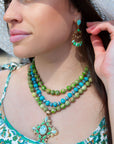 Legacy Blue Turquoise Golden Post Drop Earrings