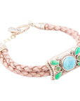 Legacy Lime Green and Blue Turquoise Braided Leather Bracelet
