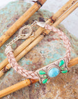Legacy Lime Green and Blue Turquoise Braided Leather Bracelet