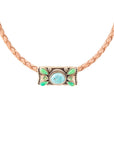 Legacy Lime Green and Blue Turquoise Braided Leather Necklace