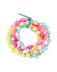 St. Augustine Pink Agate & Turquoise Stack Bracelet