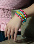 St. Augustine Pink Agate & Turquoise Stack Bracelet