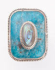 Blue Apatite and Abalone Stacked Sterling Silver Ring
