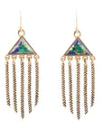Blue Azurite Matrix Chandelier Golden Earrings
