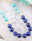 Blue Lapis and Magnesite Golden Necklace