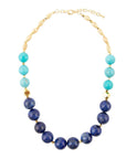 Blue Lapis and Magnesite Golden Necklace