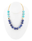 Blue Lapis and Magnesite Golden Necklace