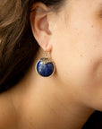Blue Lapis Circle Golden Drop Earings