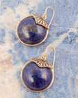 Blue Lapis Circle Golden Drop Earings