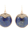 Blue Lapis Circle Golden Drop Earings