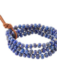 Blue Lapis Triple Strand Golden Bracelet Set