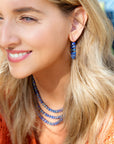 Blue Lapis Triple Strand Golden Necklace