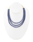 Blue Lapis Triple Strand Golden Necklace