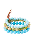 Fresh Twist Lime and Blue Turquoise Stack Bracelet Set