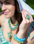 Fresh Twist Lime and Blue Turquoise Stack Bracelet Set