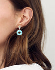 Blue Magnesite Donut Sterling Silver Drop Earrings