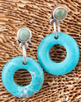 Blue Magnesite Donut Sterling Silver Drop Earrings