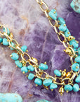 Blue Magnesite Stones Golden Chain Necklace