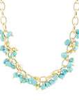 Blue Magnesite Stones Golden Chain Necklace