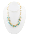 Blue Magnesite Stones Golden Chain Necklace