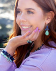 Blue Mint Amazonite and Silver Charm Stretch Bracelet