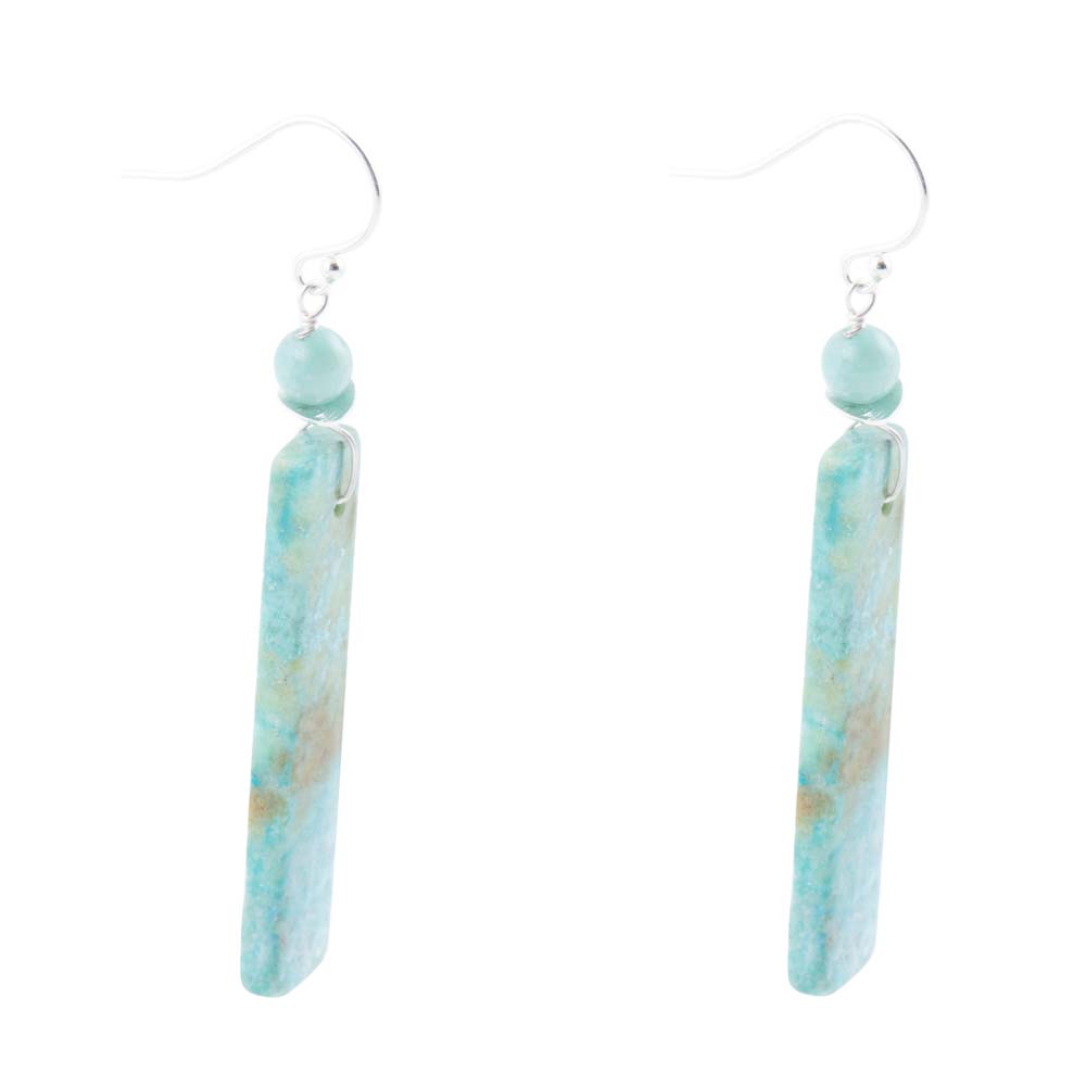 Blue Mint Amazonite Elongated Drop Earrings