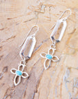 Blue Turquoise and Sterling Silver Cross Drop Earrings
