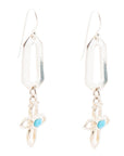 Blue Turquoise and Sterling Silver Cross Drop Earrings