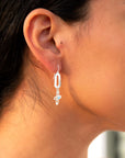 Blue Turquoise and Sterling Silver Cross Drop Earrings