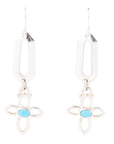 Blue Turquoise and Sterling Silver Cross Drop Earrings