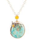 Blue Turquoise and Agate Honey Drip Golden Necklace