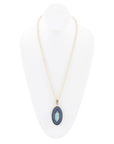 Stacked Blue Turquoise and Denim Golden Pendant Necklace