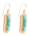 Blue Turquoise and Golden Bronze Open Earrings