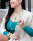 Blue Turquoise and Golden Cuff Bracelet