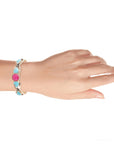 Blue Turquoise and Red Quartz Golden Cuff Bracelet